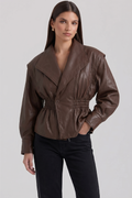 Ivony Tailored Bustier-Style Faux Leather Jacket