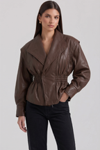 Ivony Tailored Bustier-Style Faux Leather Jacket