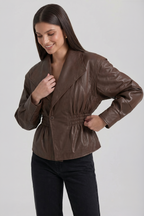 Ivony Tailored Bustier-Style Faux Leather Jacket