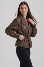 Ivony Tailored Bustier-Style Faux Leather Jacket
