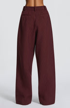 Kirsty Pants - Burgundy Pinstripe