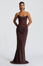 Liora Maxi Dress - Plum Brown