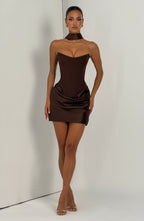 Maggie Mini Dress - Plum Brown