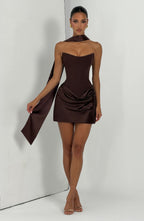 Maggie Mini Dress - Plum Brown