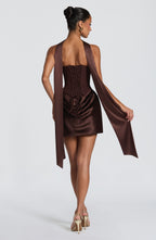 Maggie Mini Dress - Plum Brown