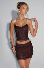 Nila Mini Skirt - Plum Brown