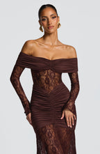 Sauline Maxi Dress - Plum Brown