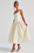 Sherrie Midi Dress - Lemon Gingham