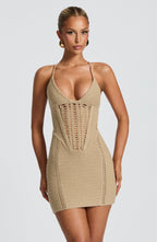 Xanthe Mini Dress - Beige